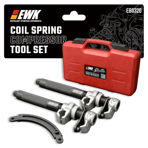 EWK Coil Spring Compressor Tool Set, 3-Piece Kit for MacPherson Strut | Parallel Safety Bracket & Dual Anti-Slip Jaws for Stable Spring Compression, 2645 lb Capacity