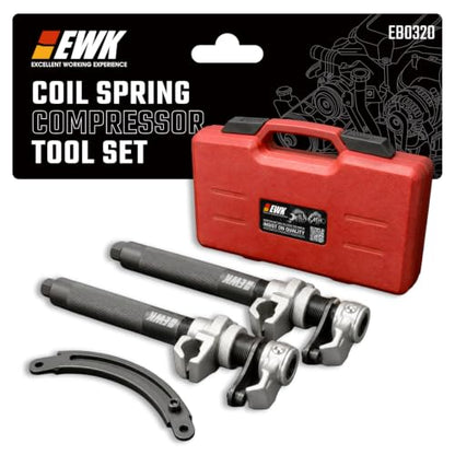 EWK Coil Spring Compressor Tool Set, 3-Piece Kit for MacPherson Strut | Parallel Safety Bracket & Dual Anti-Slip Jaws for Stable Spring Compression, 2645 lb Capacity
