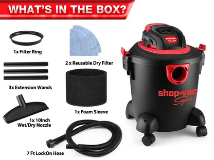 Shop-Vac 2035089 Wet/Dry Vacuum Cleaner, 5 Gallon, 3.0 Peak HP, 1.25 Inch Diameter x 7 Foot Hose, 7 Foot Cord, Ideal for Jobsite, Garage & Workshop