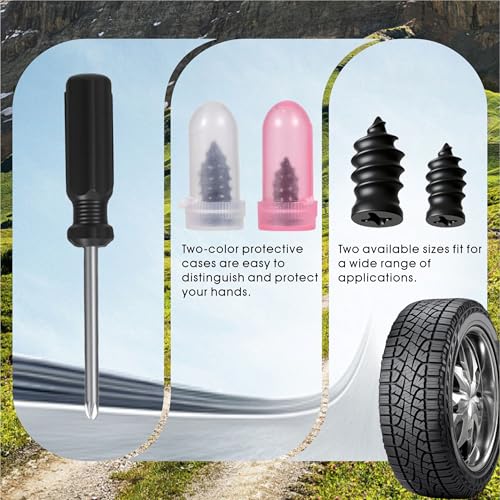 50 PCS Tire Repair Rubber Nails, Spiral Vacuum Tire Plug Kit, Fast Self-Service Puncture Repair Tools for Car, Truck, Motorcycle, Tractor Tire Puncture Repair