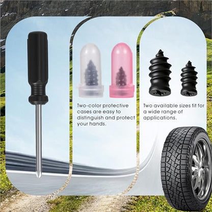 50 PCS Tire Repair Rubber Nails, Spiral Vacuum Tire Plug Kit, Fast Self-Service Puncture Repair Tools for Car, Truck, Motorcycle, Tractor Tire Puncture Repair