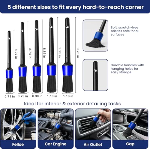 37Pcs Car Detailing Kit, Car Detailing Brush Set, Car Wash Cleaning Kit, Car Detailing Brushes, Professional Car Care Kit for Interior Exterior Wheels, (Drill is NOT Included)