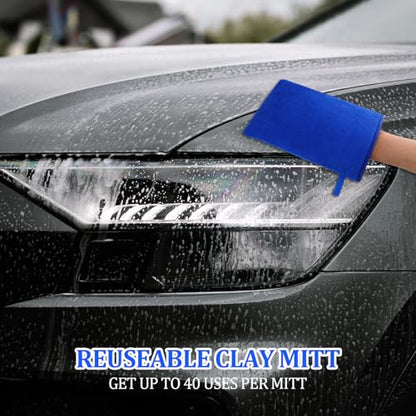 Giantree Clay Mitt - Auto Detailing Microfiber Clay Bar, Medium Grade, Blue