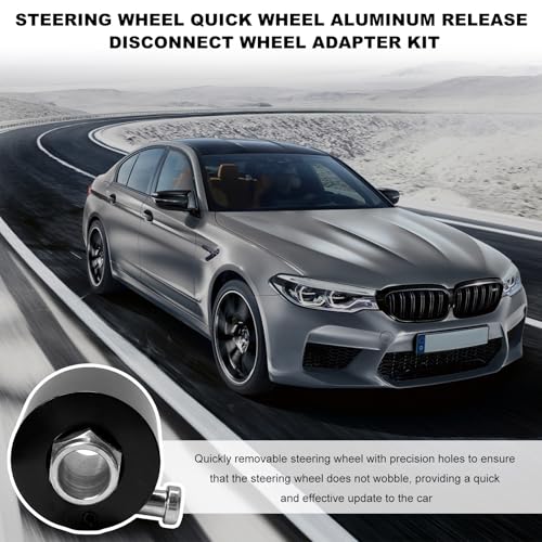 Steering Wheel Quick Release Disconnect Hub, Aluminum Alloy Steering Wheel Hub Adapter with 3/4" Shaft, 360° Fast Disassembly Steering Wheel Hub Connector with Bolts Washers