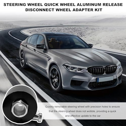 Steering Wheel Quick Release Disconnect Hub, Aluminum Alloy Steering Wheel Hub Adapter with 3/4" Shaft, 360° Fast Disassembly Steering Wheel Hub Connector with Bolts Washers