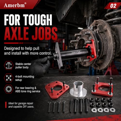 Rear Axle Bearing Puller & Installer with ABS Tone Ring Tool Kit, Heavy Duty Wheel Bearing Removal Press Tool, Compatible with 1995-2020 Toyota Tacoma, Tundra, 4Runner, Hilux, T100 Trucks