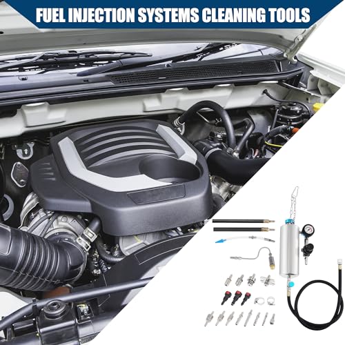 Fuel Injection Systems Cleaning Tools for Petrol EFI Throttle/Front Fuel System Cleaner Kit 600ML 140PSI C80 for Car/Durable Metal / 1Set Silver Tone