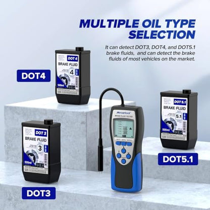 Mrcartool Brake Fluid Tester with Sensitive Probe, Digital Brake Fluid Detector Moisture Detecter for DOT3 DOT4 DOT5.1, High Precision Brake Fluid Liquid Tester with 2.8" LCD Display & 9.8in Hose - size: F60 Tester