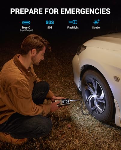 AVAPOW Portable Tire Inflator, 150 PSI Cordless Air Compressor with Digital Gauge, 3.7″ LCD, Auto Shut-Off, Fast Inflation, USB-C Rechargeable PD 20W for Cars, Bikes, Motorcycle & Emergencies | Digital Gauge, 3.7" LCD, Auto Shut-Off, Fast Inflation, USB-C