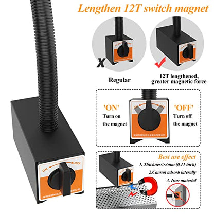12T Magnetic Work Light, Led Machine Light, 23inFlexible Gooseneck lamp with Strong Magnetic Basefor Lathe Milling Drill Press Industrial Lighting 120V - color: 12T StrongMagnetic Base,9W, 23.6"