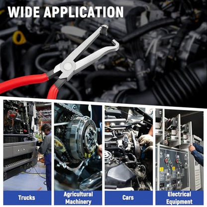 7 Pcs Electrical Disconnect Pliers, Electrical Connector Removal Tool | Connector Separator, Hose Clamp Pliers, Terminal Removal Tools, Work Gloves & Tool Bag - for Automotive Electrical Connector