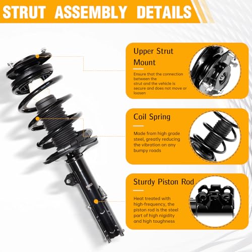 TRIL GEAR Front Struts Assembly w/Coil Spring 172116 172117 Set of 2 | Shock Absorbers Compatible with 2003-2008 Toyota Matrix & Pontiac Vibe