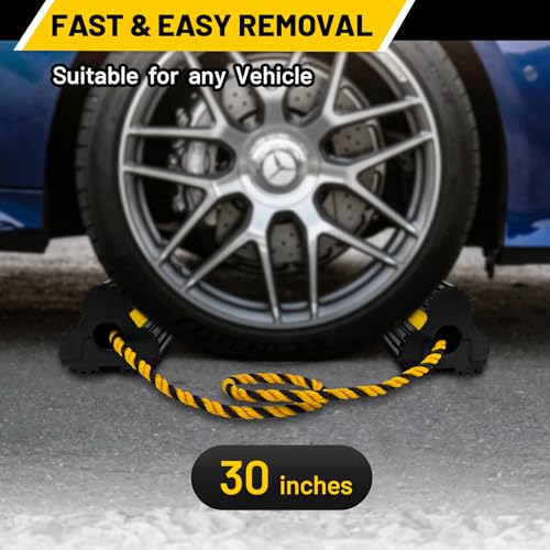 ROBLOCK Heavy Duty Wheel Chocks, Rubber Wheel Block Non-Slip Base with Nylon Rope Yellow Reflective Tape - 1 Pair Black, Wheel Stoppers for Travel Trailers, RV, Aircraft, Car, Camper, Truck - color: 2pack