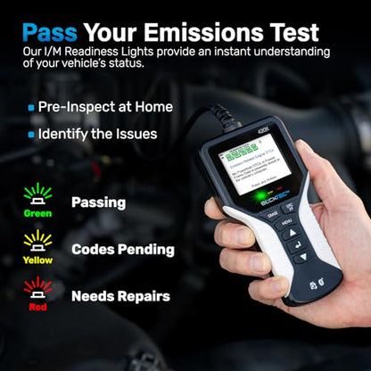 BLCKTEC 420X OBD2 Scanner Diagnostic Tool, Read and Clear Check Engine Light, Car Code Reader for All OBDII Cars 1996 and Newer, Comes with Bluetooth Topnotch App On iOS & Android - size: Screen Size 2.4"