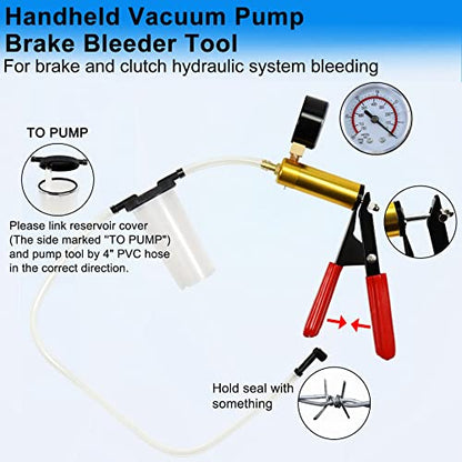 JoyFans 2 in 1 Hand Vacuum Pump Brake Bleeder Kit, One-Man Brake Clutch Fluid Power Steering Fluid Bleeding System Tester Tool for Automotive Motorcycle Car & Kitchen Food Sealing Use (Blue) - color: Blue