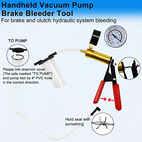 JoyFans 2 in 1 Hand Vacuum Pump Brake Bleeder Kit, One-Man Brake Clutch Fluid Power Steering Fluid Bleeding System Tester Tool for Automotive Motorcycle Car & Kitchen Food Canning Use (Black) - color: Black