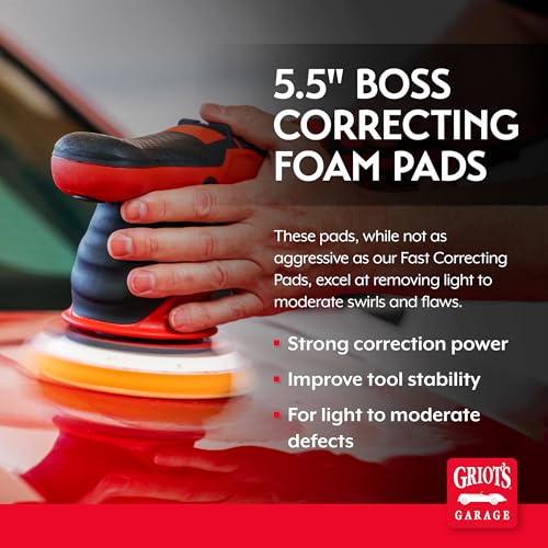 Griot's Garage 5.5" BOSS Correcting Foam Pads for Car Polishing, Buffing, Detailing and Light to Moderate Auto Paint Correction, Durable, Machine-Washable, Pack of 2 - size: 5.5" Pads (Set of 2)