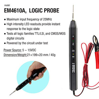 allsun EM4610A Logic Probe Electrical Circuit Tester Indications for Logic Level Pulse Detection