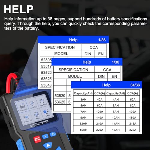 Car Battery Tester, Topdiag BT300 12V Automotive Alternator Tester, 20-2000 CCA Battery Load Tester for Cranking & Charging System, Analyzer for Car/Truck/Motorcycle/Boat