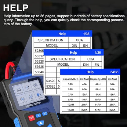 Car Battery Tester, Topdiag BT300 12V Automotive Alternator Tester, 20-2000 CCA Battery Load Tester for Cranking & Charging System, Analyzer for Car/Truck/Motorcycle/Boat