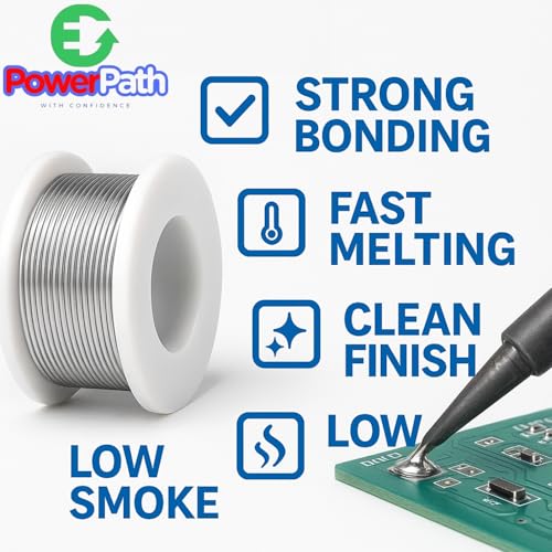 Soldering Iron Kit with Rosin Core Solder Wire and Flux Paste | 50g Tin Lead Solder Set for Electrical and Electronic Repair | 0,75mm 50gr Plus Flux Paste