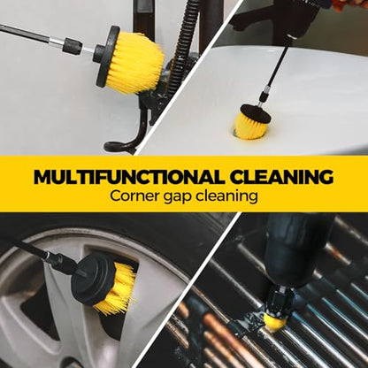 Holikme 8Piece Drill Brush Attachment Set - Power Scrubber Cleaning Kit | Nylon Fibers, Power Scrubber Attachments for Tile, Shower, Floors, Kitchen and Auto Interior Care, Cleaning Tools, Yellow - color: Yellow