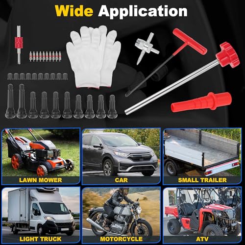 37PCS Quick Tire Valve Change Tool Kit, Tire Valve Stem Core Removal Replacement Tool for Cars Motorcycles Lawn Mowers ATVs Trucks Etc, with 4-Way Valve Tool, TR413/TR414/TR418 - size: Set B