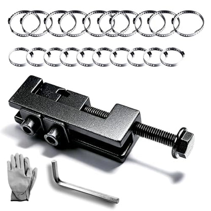 CV Boot Clamp Pliers, CV Axle Boot Clamp Tool with 20 PCS 304 Stainless Steel Single Ear Hose Clamp,Drive Shaft Clamping Tool for Most Cars (10pcs Small+ 10pcs Large)