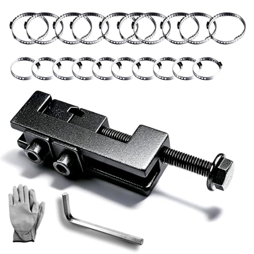 CV Boot Clamp Pliers, CV Axle Boot Clamp Tool with 20 PCS 304 Stainless Steel Single Ear Hose Clamp,Drive Shaft Clamping Tool for Most Cars (10pcs Small+ 10pcs Large)