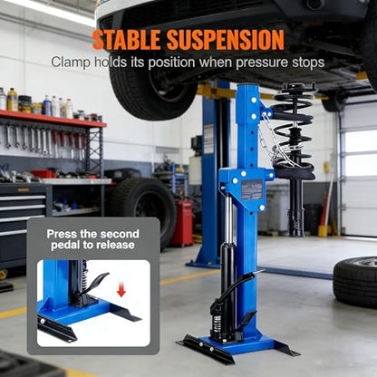 Professional Hydraulic Coil Spring Compressor for Car, SUV & Truck – Heavy Duty Foot Pedal Operated Strut & Shock Absorber Tool with Safety Lock, Durable Steel Construction, Blue - color: Blue