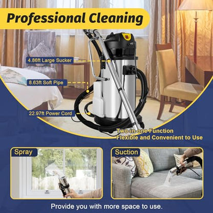 Commercial Carpet Cleaner 40L Multi-Purpose Carpet Extractor Upholstery 3 in 1 Portable Carpet Cleaner Wet Dry Vacuum Cleaner Floor Cleaning Machine - size: 40L Carpet Cleaner