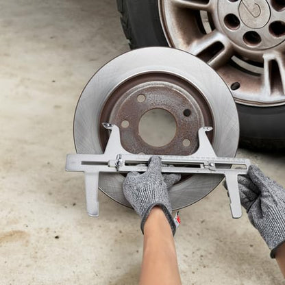 Tlence Steel Brake Resetting Gauge, Drum Brake Measuring Tool, Heavy Duty Dual Scale Caliper for Adjusting Brake Shoes, Lining and Rotors, Automotive Brake Tool
