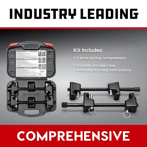 Powerbuilt Strut Spring Compressor Kit, Remove and Install Coil Springs, Tighten Compressor, Car Repair, 2 Piece, Storage Case 648627 - style: 5 Piece