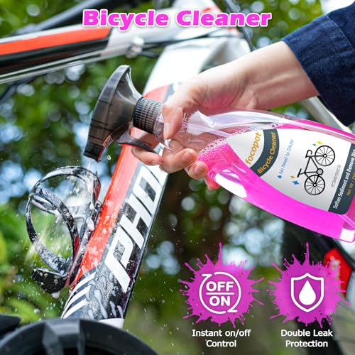 focopot Bike Cleaning Kit with 25 oz Bike Cleaner,10 Gear Floss,Toolbox | 13 Pcs,10oz Degreaser,2oz Lube,Scrubber,Suitable for Mountain/Road/E Bike,Biodegradable Safe Formula,Bike Cleaning Brush Tool