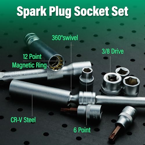 Torque Wrench Set 5-45ft lb(3/8),15-165Ft.lb, with 15PCS Hex Sockets, Spark Plug, Extensions for Automotive, Motorcycle, Industrial Maintenance - style: 15-165Ft.lb(15pcs)