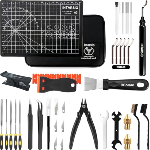 52-in-One 3D Printer Tools Kit, Professional 3D Printer Accessories & Maintenance Set for All FDM/SLA Printers, Deburring Tool, 3D Printer Nozzles, Scrapers, Files Set, PTFE Tube Cutter, Storage Bag - style: Plus-purpose Kit