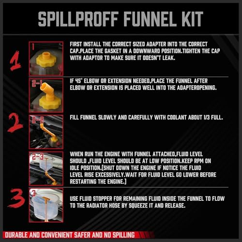 Ultimate No Spill Coolant Funnel Kit - 19-Piece Spill-Free Radiator Funnel Set, Spill Proof Radiator Bleeder Kit, Coolant Filling, Radiator Filler, Extra Funnels and Adapters for Universal Vehicle - size: 19 PCS - Classic Edition