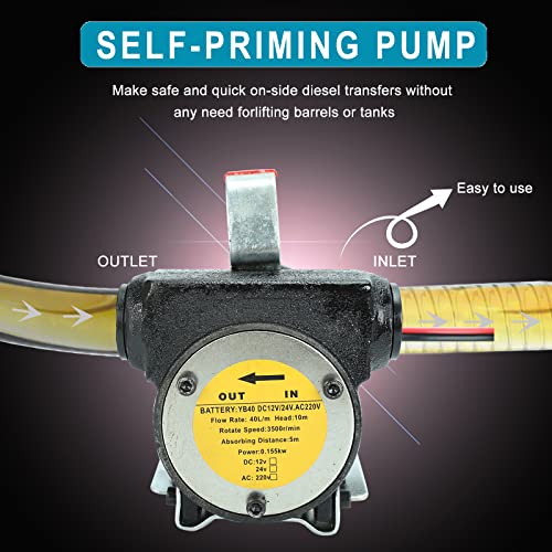 DC 12V 175W Portable DC Electric Fuel Transfer Pump Diesel Kerosene Oil Commercial Fuel Transfer Extractor Pump Motor Auto - style: 12V 175W