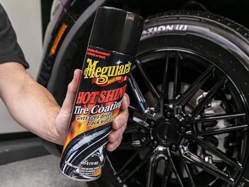 Meguiar's Hot Shine High Gloss Tire Coating - Get Long-Lasting Tire Protection and Glossy Tires with a Wet Look Shine, 3 Pack of 15 Oz Aerosol Cans
