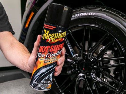 Meguiar's Hot Shine High Gloss Tire Coating - Get Long-Lasting Tire Protection and Glossy Tires with a Wet Look Shine, 3 Pack of 15 Oz Aerosol Cans