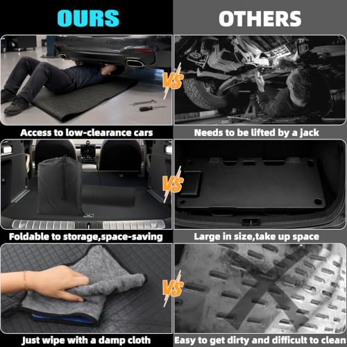 SUNCARACCL Magical Rolling Creeper Mat, Under Car Repair Pad, 60x28 Inch Mechanics Mat for Low Clearance, Automotive Creeper Mat with Portable Storage Bag, Work on All Terrains & Vehicles