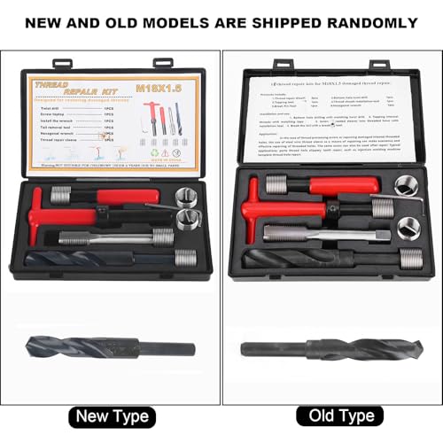 Jeanoko 10PCS M18x1.5 Thread Repair Kit, High Strength Stainless Steel Twisted Drill Tap Wrench,Threaded Insert Tools Set for Automotive Parts, Thread Repair Insert Kit for Damaged Thread Repair