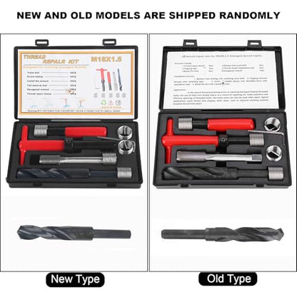 Jeanoko 10PCS M18x1.5 Thread Repair Kit, High Strength Stainless Steel Twisted Drill Tap Wrench,Threaded Insert Tools Set for Automotive Parts, Thread Repair Insert Kit for Damaged Thread Repair