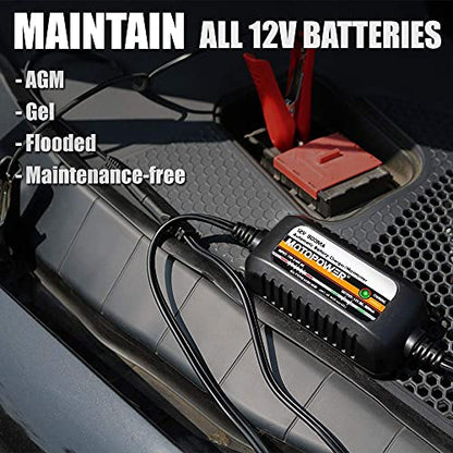 MOTOPOWER MP0515A 12V Car Battery Load Tester with MP00205C 12V 800mA Battery Charger Maintainer