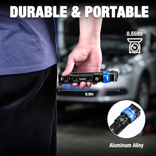 WORKPRO Magnetic LED Work Light, 3200mAh Foldable Rechargeable Flashlight, Mechanic Light with 360° Rotation & Dimming Mode, Portable 1200LM Flood Light for Camping, Repair, Emergency, 4 Modes, 1 Pack