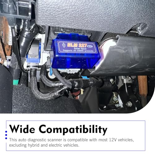 1 PC Car OBDII Diagnostic Tool, ELM327 Bluetooth Code Reader & Scanner for Real-time Data, Works with Android iOS, Universal for Most Cars & Trucks (Blue)