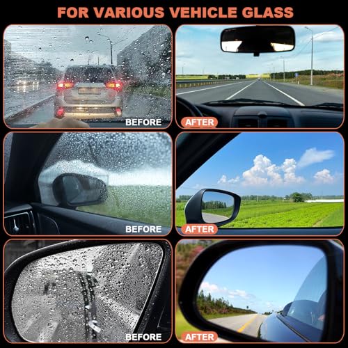 2Pcs Glass Oil Film Remover for Car Windshield, Windows & Mirrors, Roll-On Glass Compound with Cleaning Board, Streak-Free Windshield Cleaner Tool for Water Spots, Bug Splatters & Improved Visibility