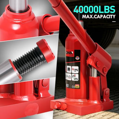 DNA Motoring 2 tons / 4000 lbs Lifting Automotive Welded Hydraulic Bottle Jackfor Sedans Repair, with Manual Handle & Carrying Storage Case, Red - color: red, style: 2 ton