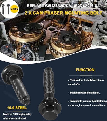 6PCS Timing Belt Tools For Ford 4.6L 5.4L 6.8L 3V Engines, Valve Spring Compressor Tool Kit, Cam Phaser Holding Tool, Timing Chain Wedge Tool, Crankshaft Positioning Holder, Cam Phaser Mount Bolt