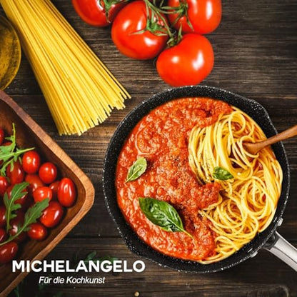 MICHELANGELO Hard Anodized Saucepan Set with Lids, Nonstick Saucepan with Pour Spouts & Strainer Lid for Easy Pour, Granite Derived Coating Sauce Pot Set - 1.5QT & 2QT &3QT Induction Sauce Pans - size: 1.5+2+3 Quarts